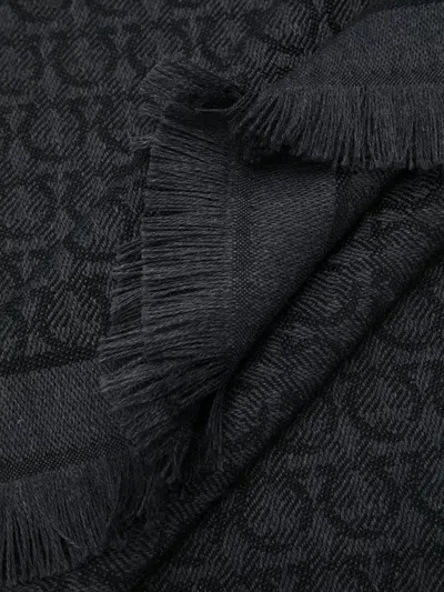 Shop Ferragamo Gancini Wool Scarf In Black