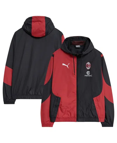 Shop Puma Men's  Black Ac Milan 2023/24 Pre-match Full-zip Hoodie Jacket