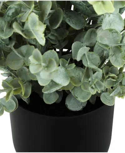 Monarch Specialties 11" Indoor Artificial Eucalyptus Grass Plants With Decorative Black Pots, Set Of 2 In Green