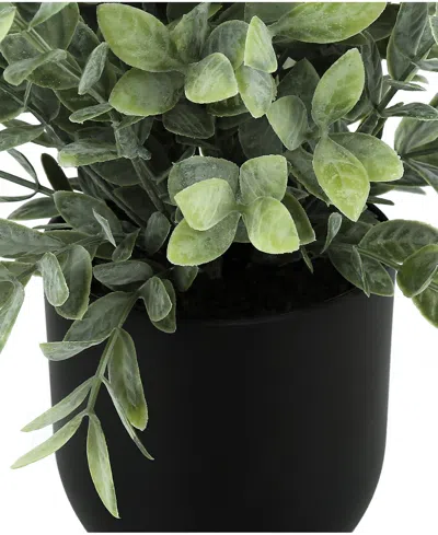 Monarch Specialties 11" Indoor Artificial Eucalyptus Grass Plants With Decorative Black Pots, Set Of 2 In Green