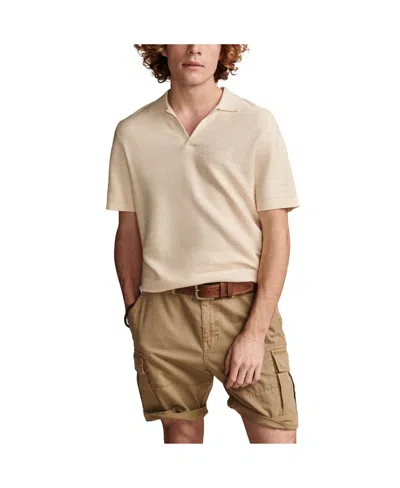 Shop Lucky Brand Men's Crochet Johnny Collar Short Sleeve Polo Shirt In White Cap Gray