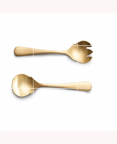 Shop Year & Day 2-pc Serving Fork And Spoon Set In Matte Gold