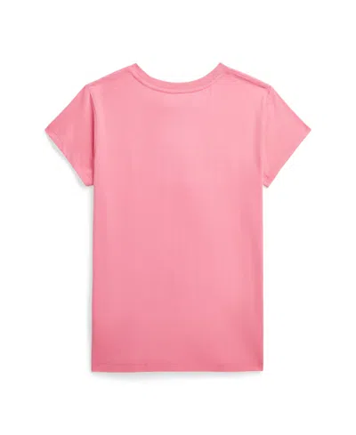 Shop Polo Ralph Lauren Big Girls Mixed-logo Cotton Jersey T-shirt In Florida Pink