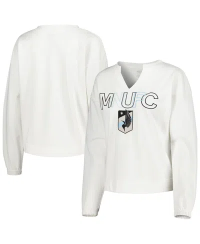 Shop Concepts Sport Women's  White Minnesota United Fc Sunray Notch Neck Long Sleeve T-shirt