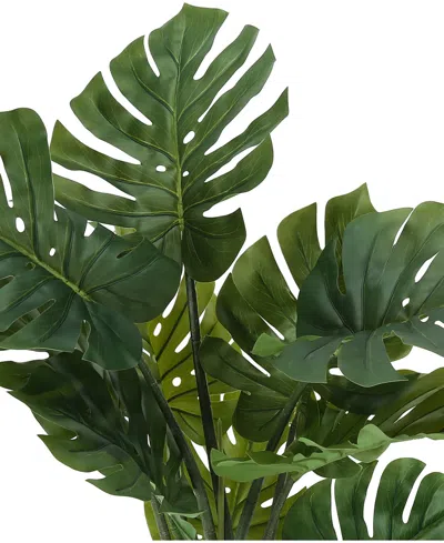 Monarch Specialties 45" Indoor Artificial Floor Monstera Tree With Black Pot In Green