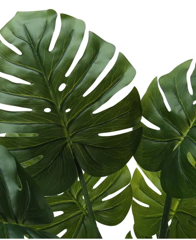 Monarch Specialties 45" Indoor Artificial Floor Monstera Tree With Black Pot In Green
