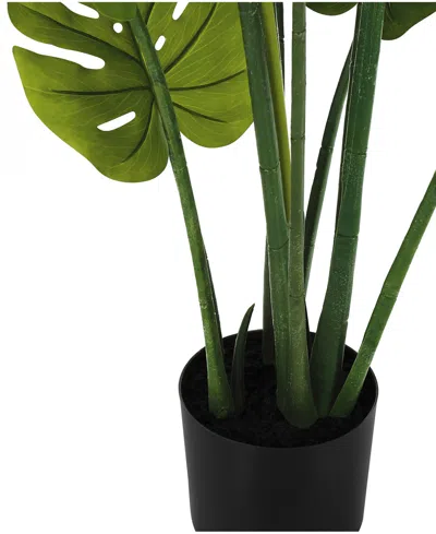 Monarch Specialties 45" Indoor Artificial Floor Monstera Tree With Black Pot In Green