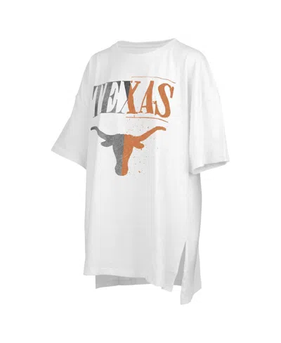 Shop Pressbox Women's  White Distressed Texas Longhorns Lickety-split Oversized T-shirt