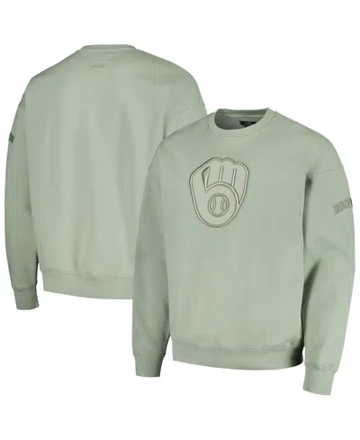 Shop Pro Standard Men's  Green Milwaukee Brewers Neutral Drop Shoulder Pullover Sweatshirt