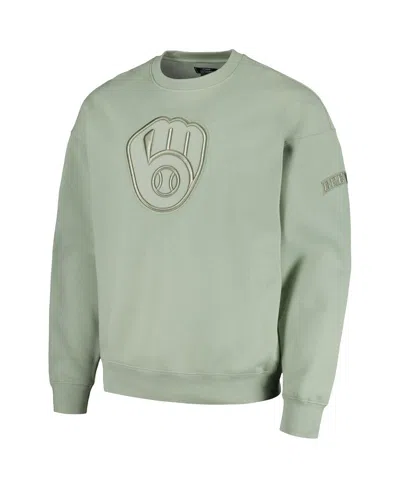 Shop Pro Standard Men's  Green Milwaukee Brewers Neutral Drop Shoulder Pullover Sweatshirt