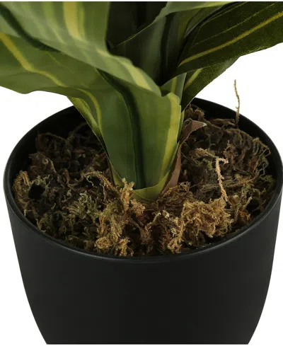 Monarch Specialties 17" Indoor Artificial Dracaena Plant With Decorative Black Pot In Green
