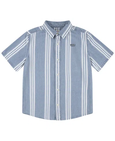 Shop Levi's Toddler Boys Short Sleeve Woven Shirt In Blue Sail