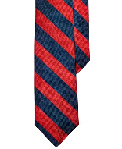 Shop Polo Ralph Lauren Men's Striped Silk Tie In Navy,red