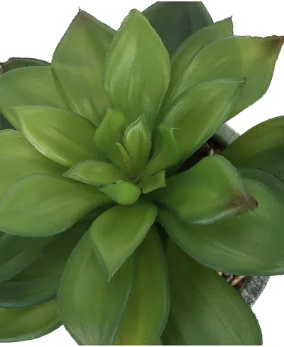 Monarch Specialties 6" Indoor Artificial Succulent Plants With Decorative Grey Cement Pots, Set Of 2 In Green