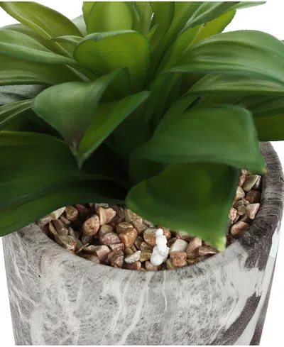 Monarch Specialties 6" Indoor Artificial Succulent Plants With Decorative Grey Cement Pots, Set Of 2 In Green