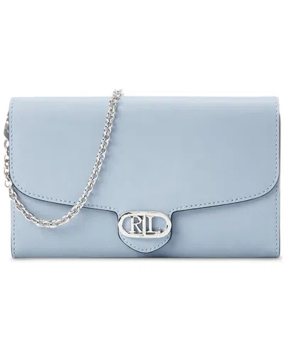Shop Lauren Ralph Lauren Leather Medium Adair Wallet Crossbody In Estate Blu