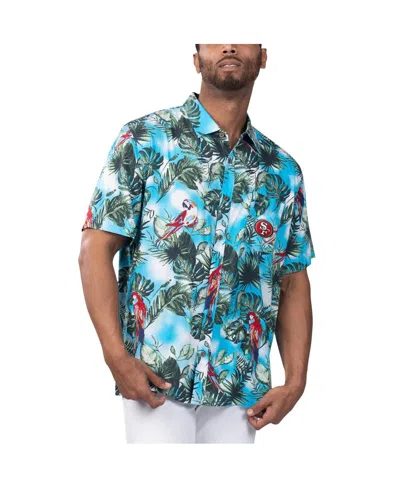 Shop Margaritaville Men's  Light Blue San Francisco 49ers Jungle Parrot Party Button-up Shirt
