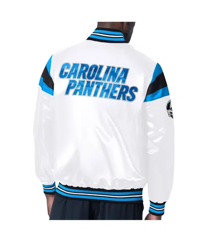 Shop Starter Men's  White Carolina Panthers Satin Full-snap Varsity Jacket