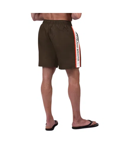 Shop G-iii Sports By Carl Banks Men's  Brown Cleveland Browns Streamline Volley Swim Shorts
