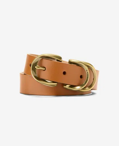 Shop Cole Haan Women's Genuine Leather Sculptured Harness Buckle Belt In Tan