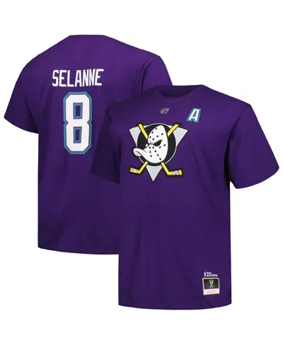 Shop Mitchell & Ness Men's  Teemu Selanne Purple Anaheim Ducks Big And Tall Name & Number T-shirt