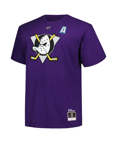 Mitchell & Ness Men's  Teemu Selanne Purple Anaheim Ducks Big And Tall Name & Number T-shirt In Purple