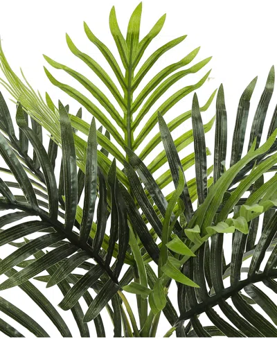 Shop Monarch Specialties 20" Indoor Artificial Palm Plant With Decorative Black Pot In Green