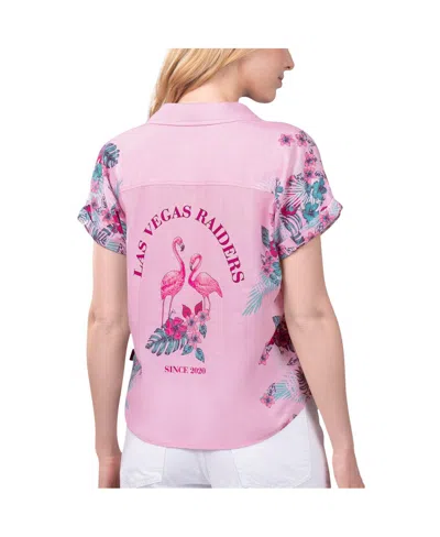 Margaritaville Pink Las Vegas Raiders Stadium Tie-front Button-up Shirt In Pink