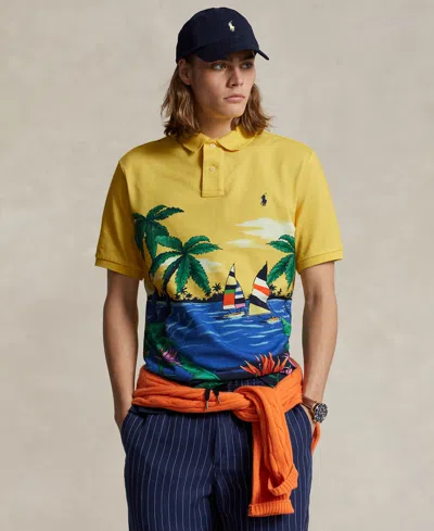 Shop Polo Ralph Lauren Men's Classic-fit Tropical Mesh Polo Shirt In Club Sail Engineered