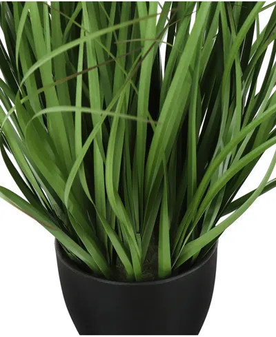 Monarch Specialties 23" Indoor Artificial Grass Plant With Decorative Black Pot In Green