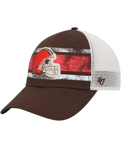 Shop 47 Brand Men's ' Brown, White Distressed Cleveland Browns Interlude Mvp Trucker Snapback Hat In Brown,white