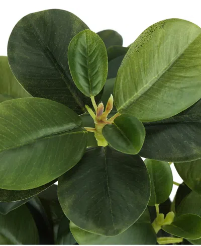 Monarch Specialties 14" Indoor Artificial Ficus Plants With Decorative Black Pots, Set Of 2 In Green