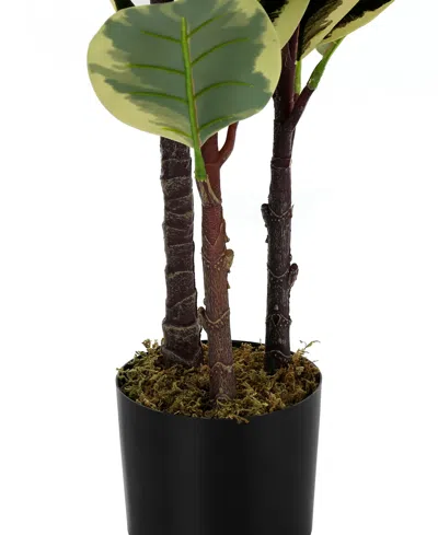 Monarch Specialties 47" Indoor Artificial Floor Oak Tree With Black Pot In Green