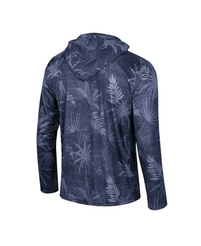 Colosseum Navy Auburn Tigers Palms Printed Lightweight Quarter-zip Hooded Top In Navy