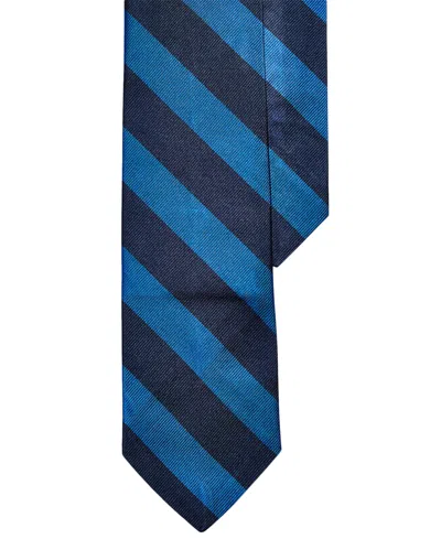 Shop Polo Ralph Lauren Men's Striped Silk Tie In Navy,royal