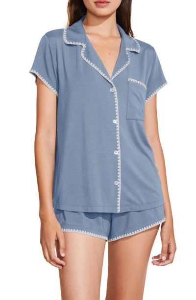 Shop Eberjey Whipstitch Jersey Short Pajamas In Wedge Blue
