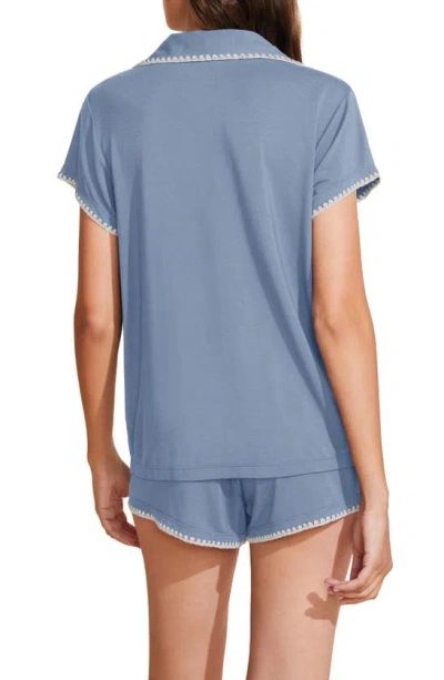 Shop Eberjey Whipstitch Jersey Short Pajamas In Wedge Blue