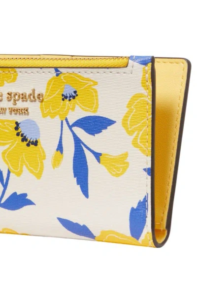 Shop Kate Spade Morgan Sunshine Floral Print Slim Bifold Wallet In Cream Multi