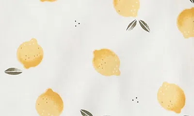 Shop Firsts By Petit Lem Lemon Print T-shirt & Ruffle Shorts Set In Off White