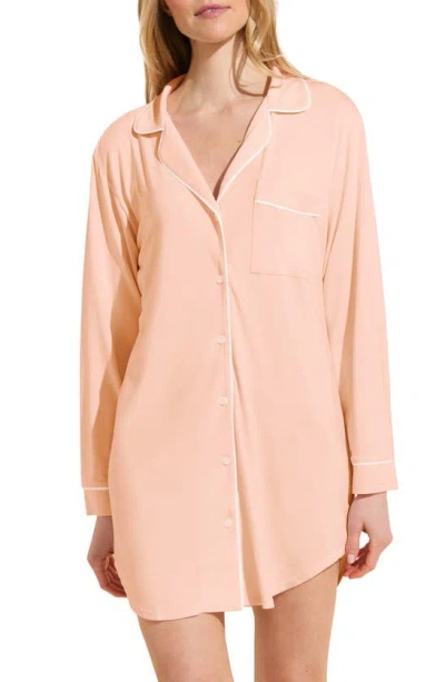 Shop Eberjey Gisele Jersey Knit Sleep Shirt In Petal Pink