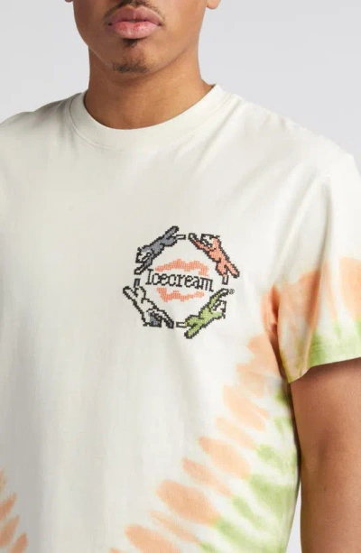 Shop Icecream Tie Dye Cross Stitch Graphic T-shirt In Antique White