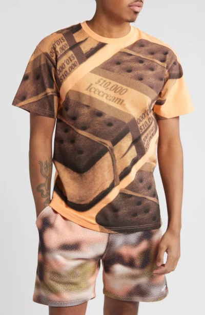 Shop Icecream Bands Cotton Graphic T-shirt In Cantaloupe