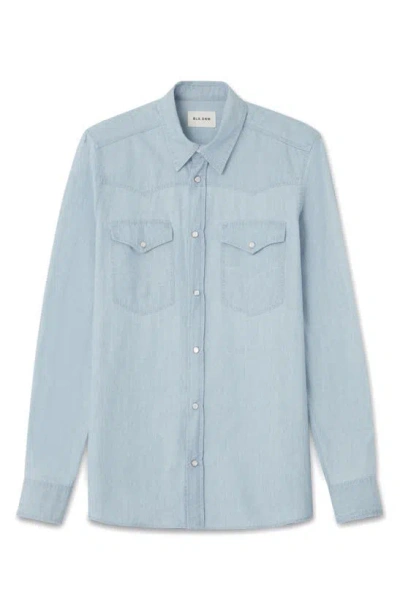 Shop Blk Dnm Cotton Chambray Western Shirt In Pale Blue