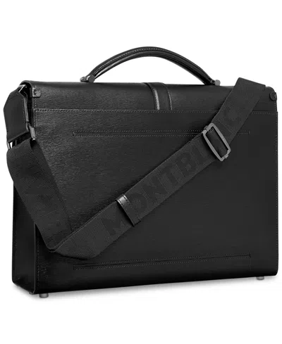 Shop Montblanc Men's Black Westside Leather Single-gusset Briefcase Document Case In No Color