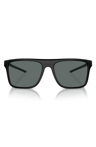 Shop Scuderia Ferrari 58mm Polarized Flat Top Sunglasses In Matte Black