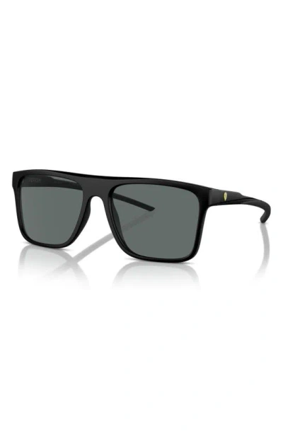 Shop Scuderia Ferrari 58mm Polarized Flat Top Sunglasses In Matte Black