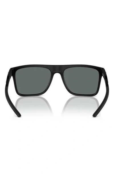 Shop Scuderia Ferrari 58mm Polarized Flat Top Sunglasses In Matte Black