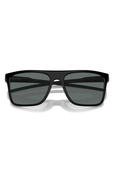 Shop Scuderia Ferrari 58mm Polarized Flat Top Sunglasses In Matte Black