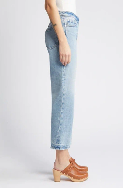 Shop Frame Le Jane Angled Zip Crop Relaxed Straight Leg Jeans In Rhode
