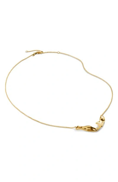 Shop Monica Vinader The Wave Pendant Necklace In 18ct Gold Vermeil